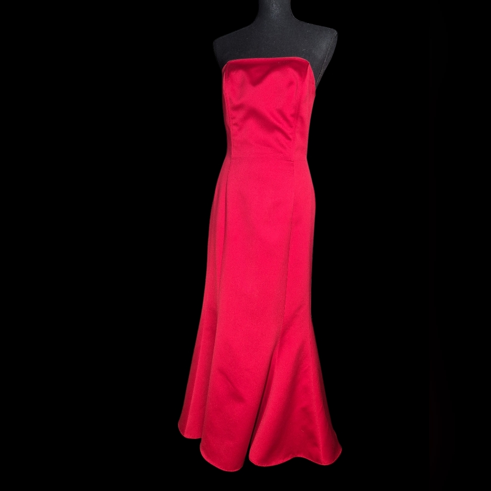A.B.S. Allen Schwartz Red Strapless Mermaid Prom Wedding Guest Formal Gown -Sz 6